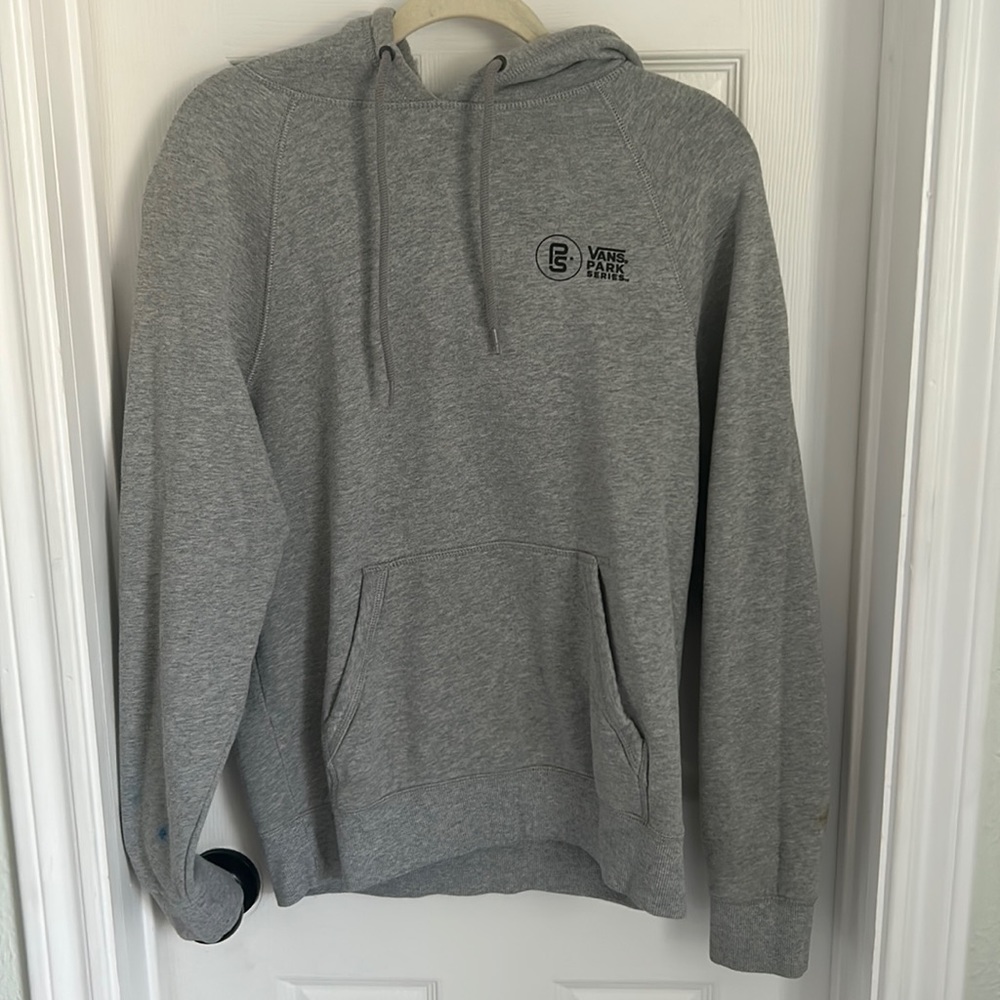 Grey vans hoodie looks new but has two stains might come out I haven’t tried